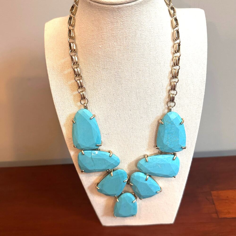 Kendra Scott Harlow Turquoise Necklace Statement Jewelry Classic *flaw READ 20"